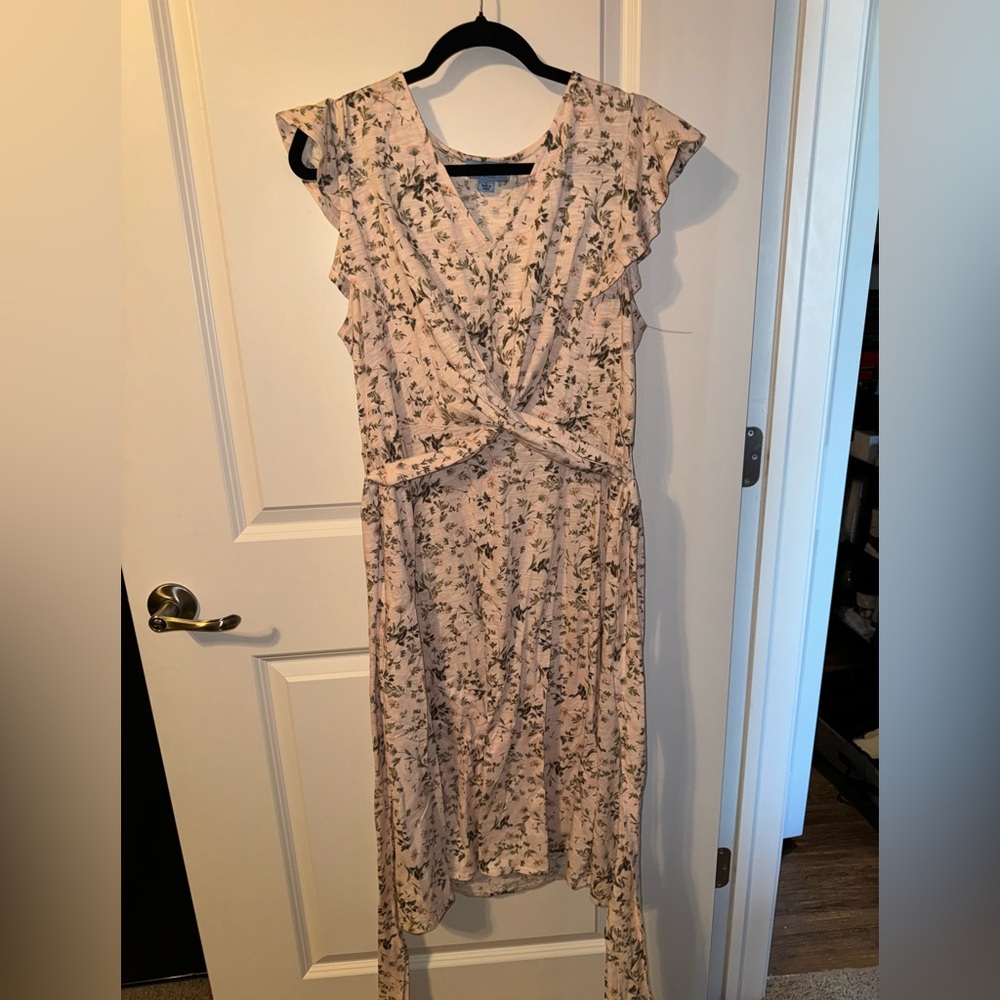 CeCe Pink Floral High-Low Wrap Dress
